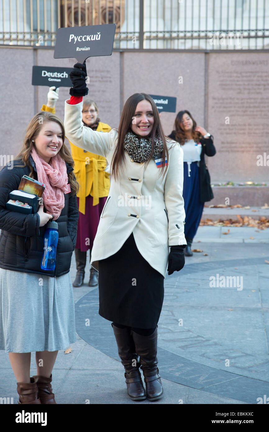 Salt Lake City, Utah Mormon missionaries offer tour of the church's