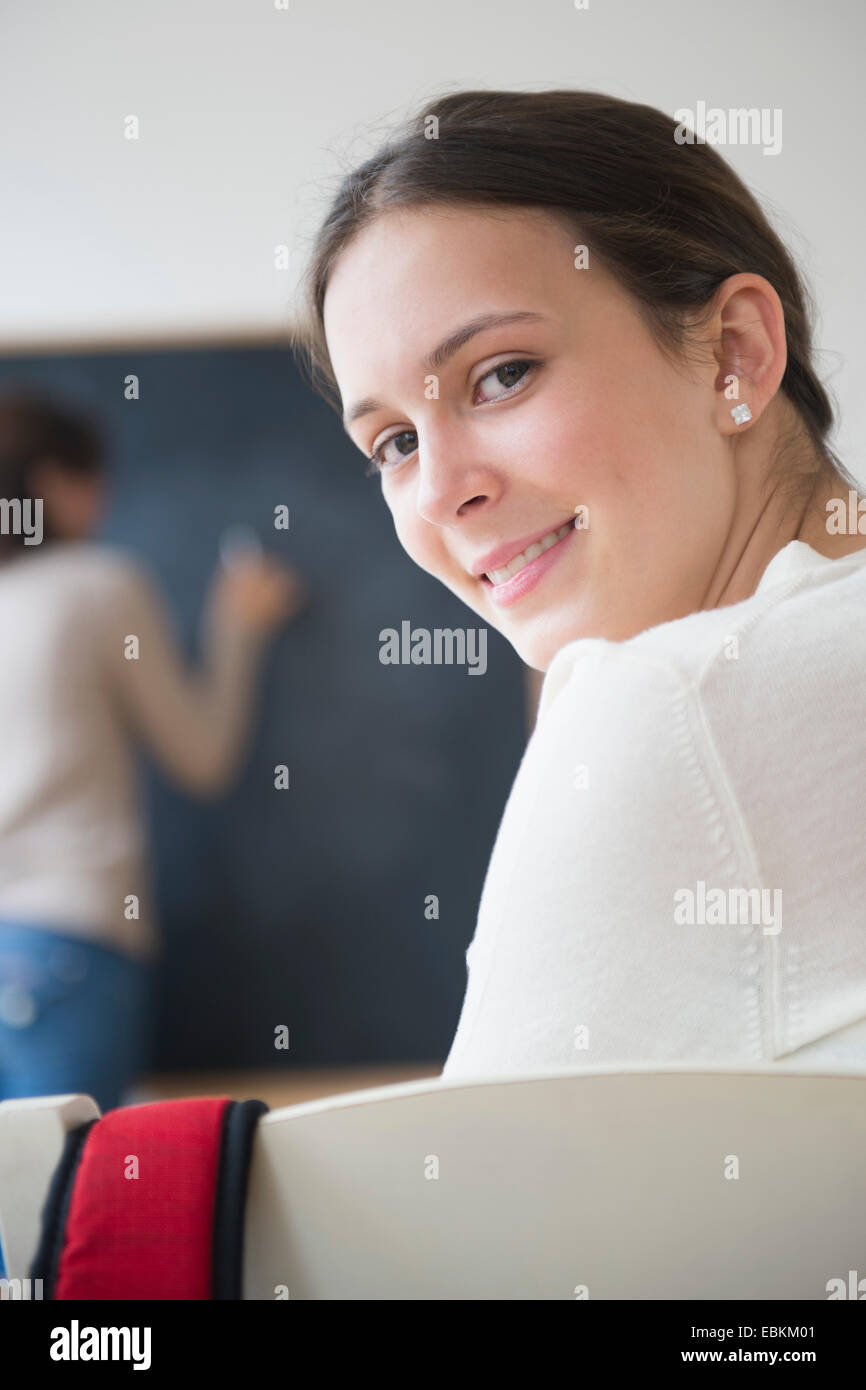 Portrait of teenage student (14-15) in classroom Stock Photo