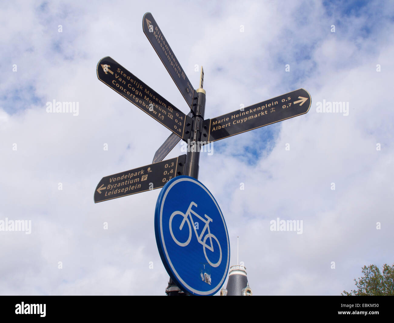 Direction sign, Amsterdam, province of North Holland, Holland, The Netherlands, Europe Stock Photo