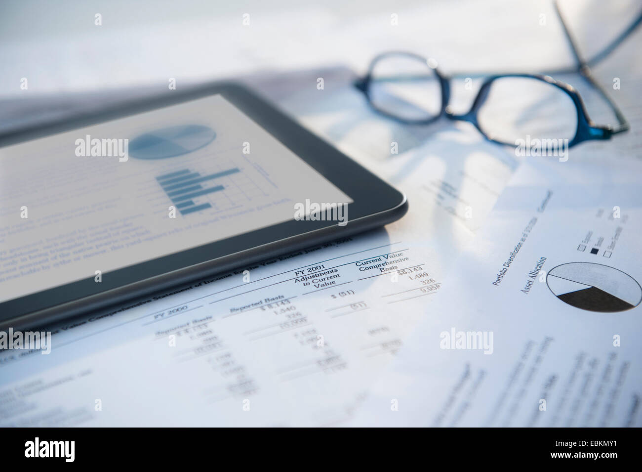 Digital tablet with stock market data Stock Photo - Alamy