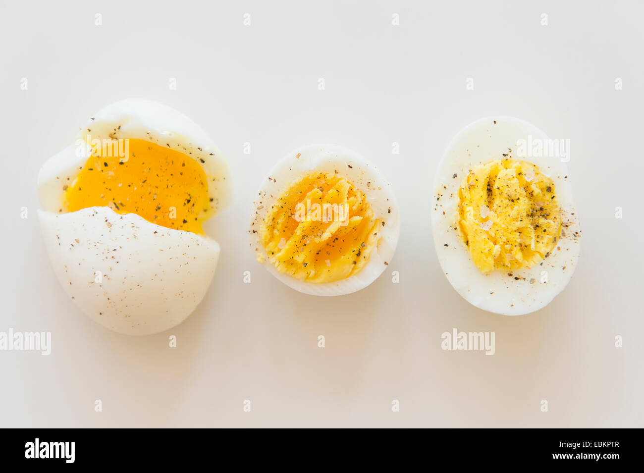 Studio shot cooked eggs with spices Stock Photo