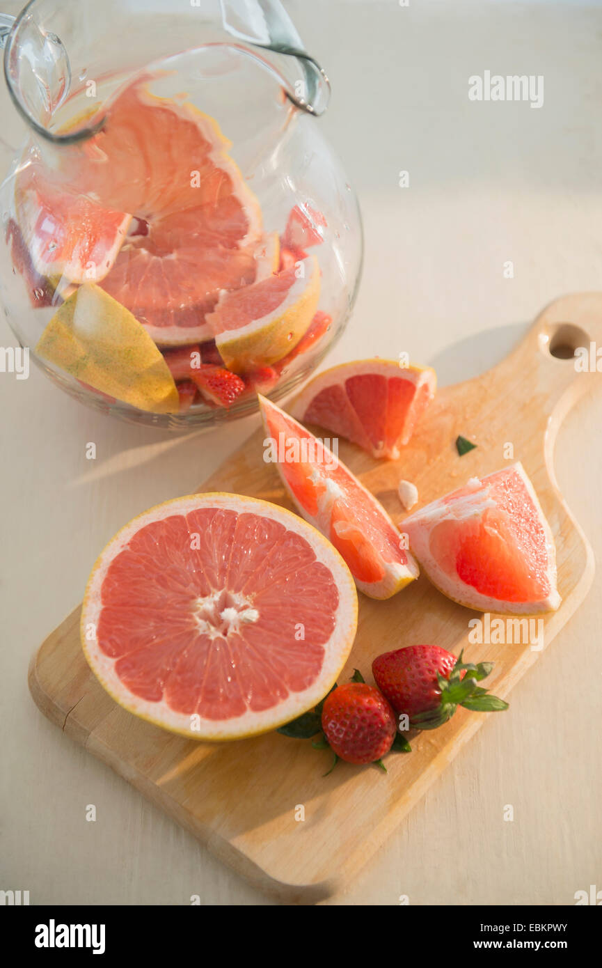 Studio shot of fruit cocktail preparation Stock Photo