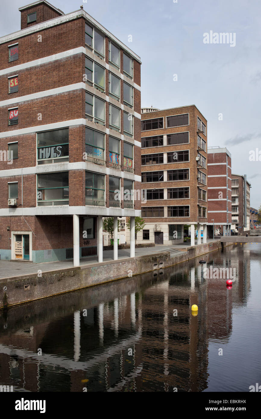 Apartment buildings along the canal, residential architecture in