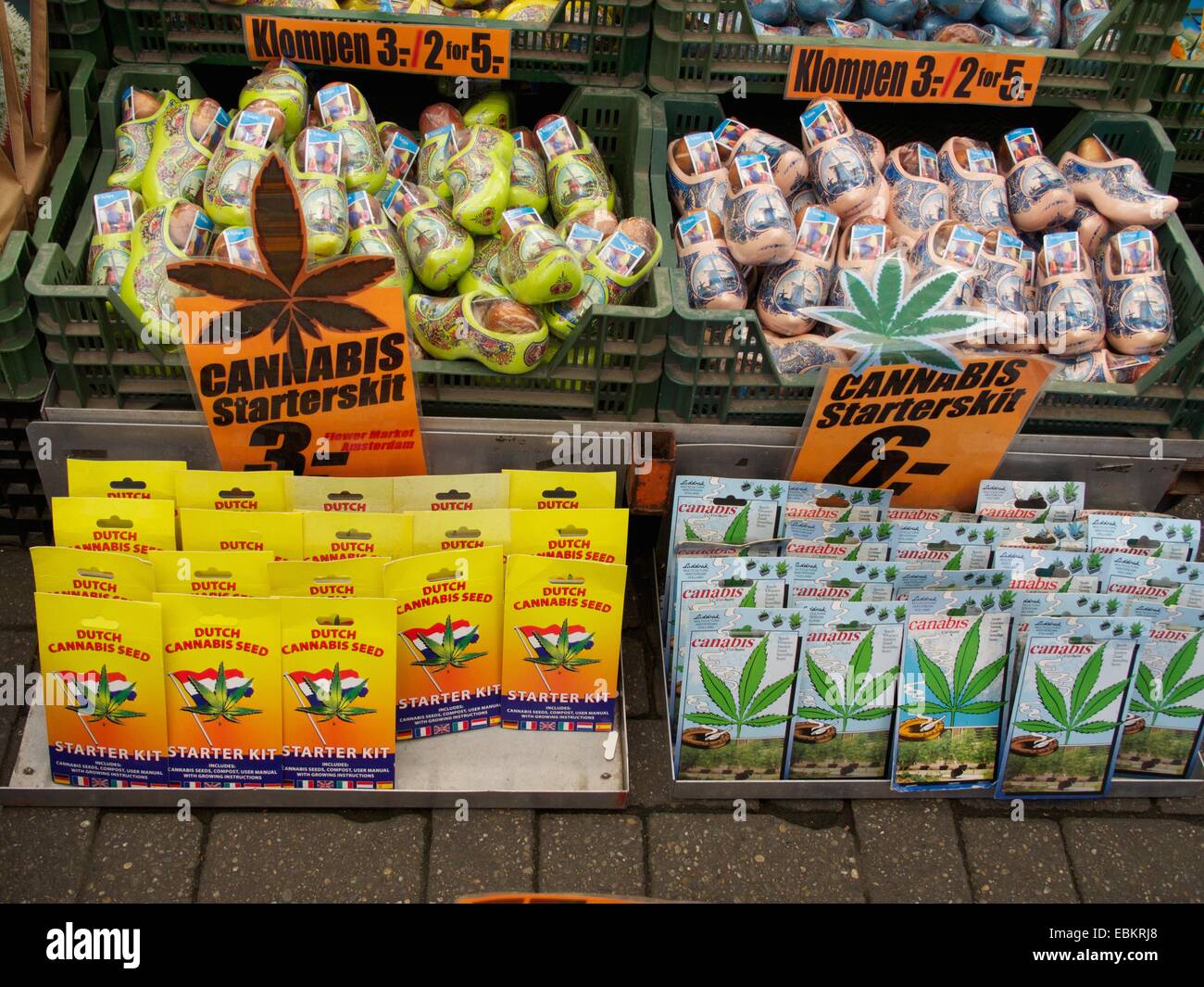 Cannabis seeds on sale, Bloemenmarkt, Amsterdam, Province of North Holland, Holland, The Netherlands, Europe Stock Photo