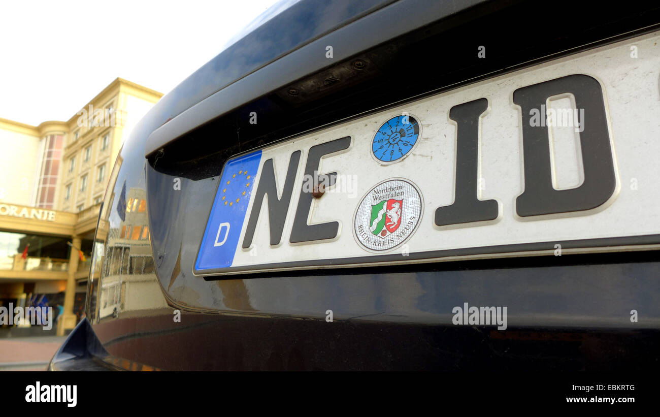 licence plate NE ID - envy, Germany, North Rhine-Westphalia, Neuss Stock Photo