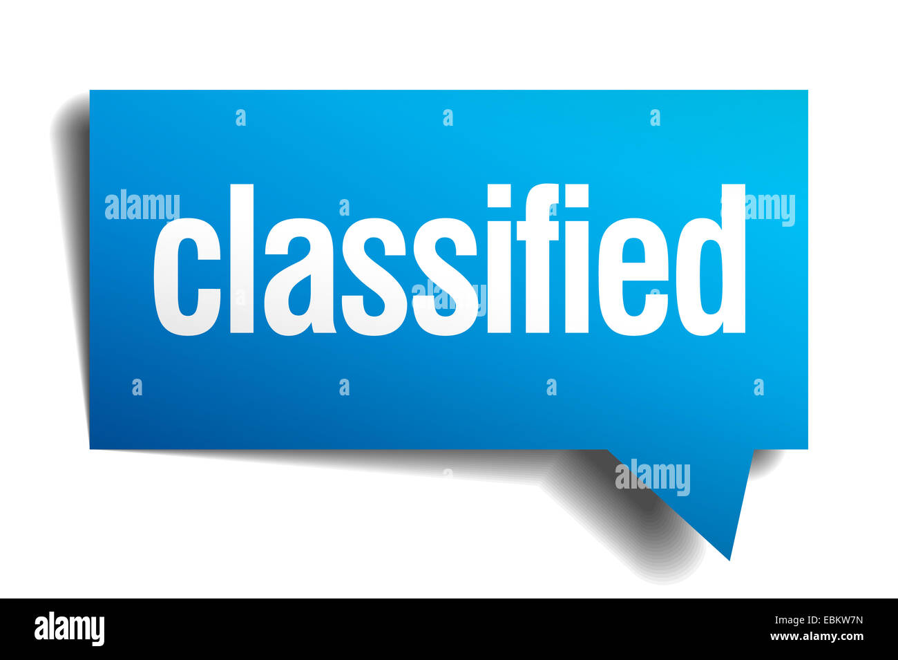 classified blue 3d realistic paper speech bubble Stock Photo - Alamy