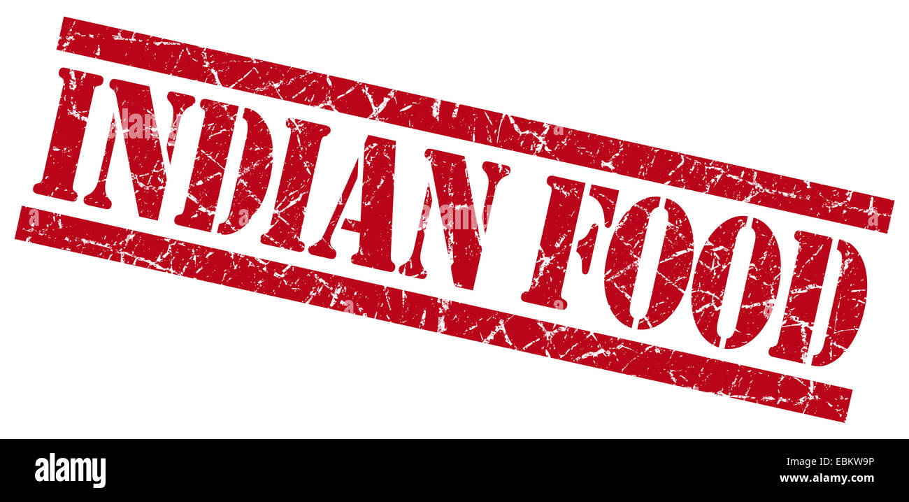 indian food red grungy stamp on white background Stock Photo - Alamy