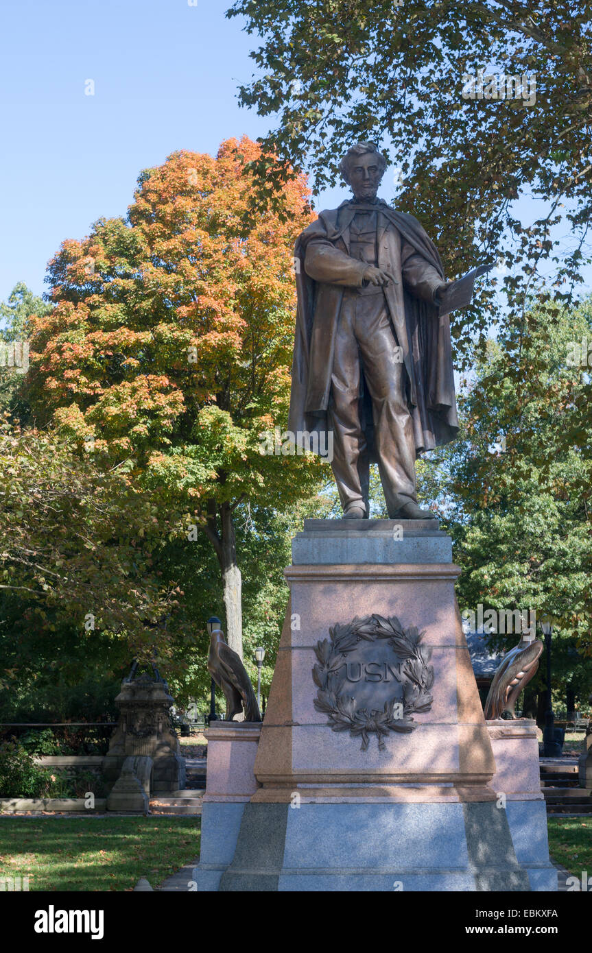 Bronze statue of Abraham Lincoln within Prospect Park Brooklyn, NYC, USA Stock Photo