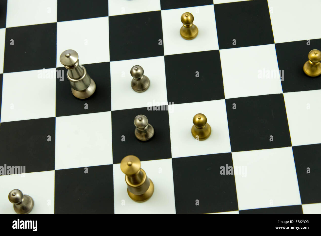 Classic chess game - pieces in play on chessboard Stock Photo - Alamy