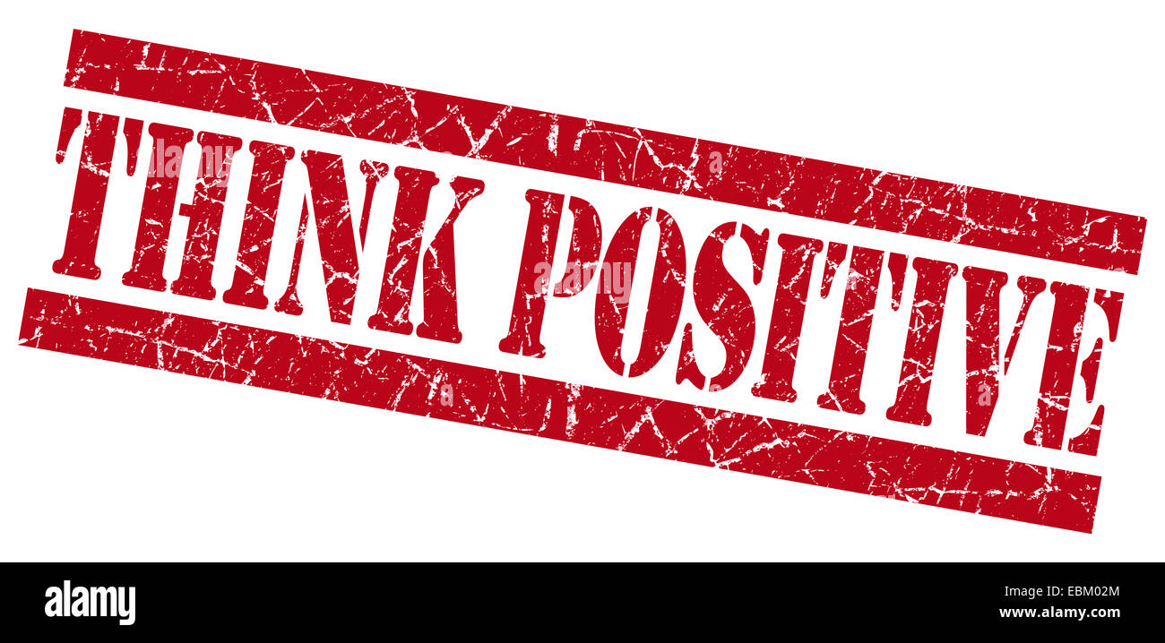 Think positive red grunge stamp Stock Photo
