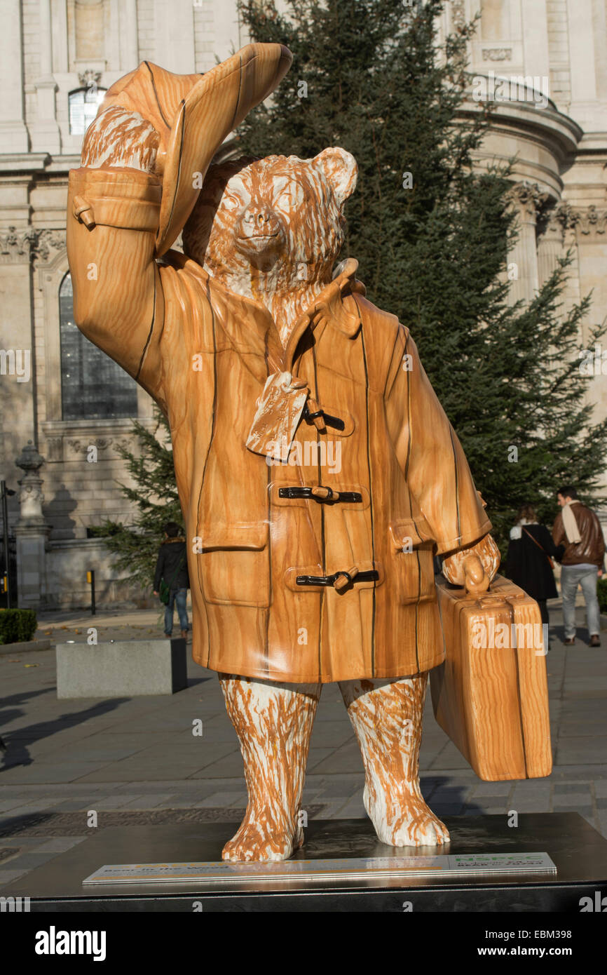 London, UK. 30th November 2014. Paddington Bear Statue 'Bear in the Wood' part of the The