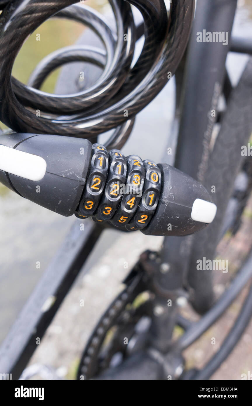Numbers on combination bicycle lock Stock Photo Alamy