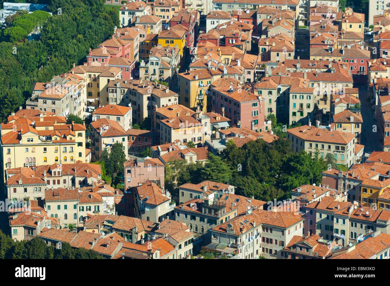 Aerial view of Sant'Elena typical buildings, Castello, Venice, Italy ...