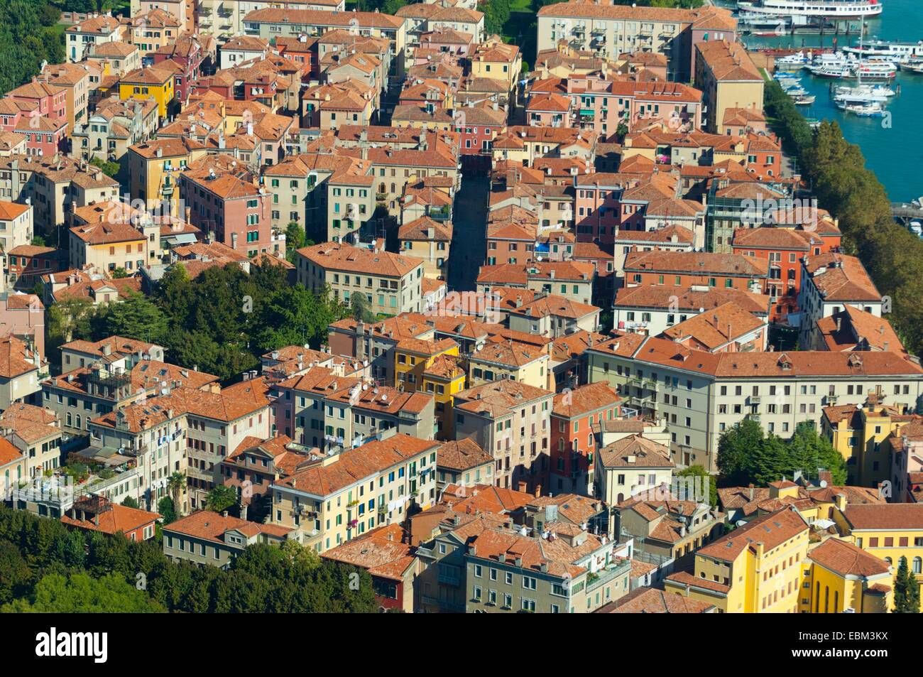 Aerial view of Sant'Elena typical buildings, Castello, Venice, Italy ...