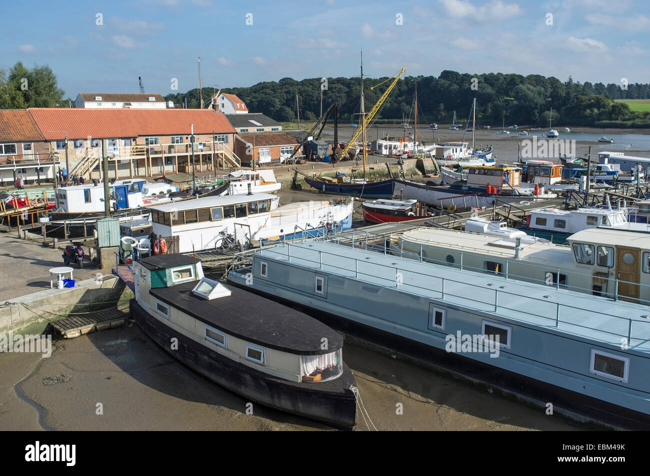 Houseboats on the River Deben at Woodbridge Suffolk England Stock Photo