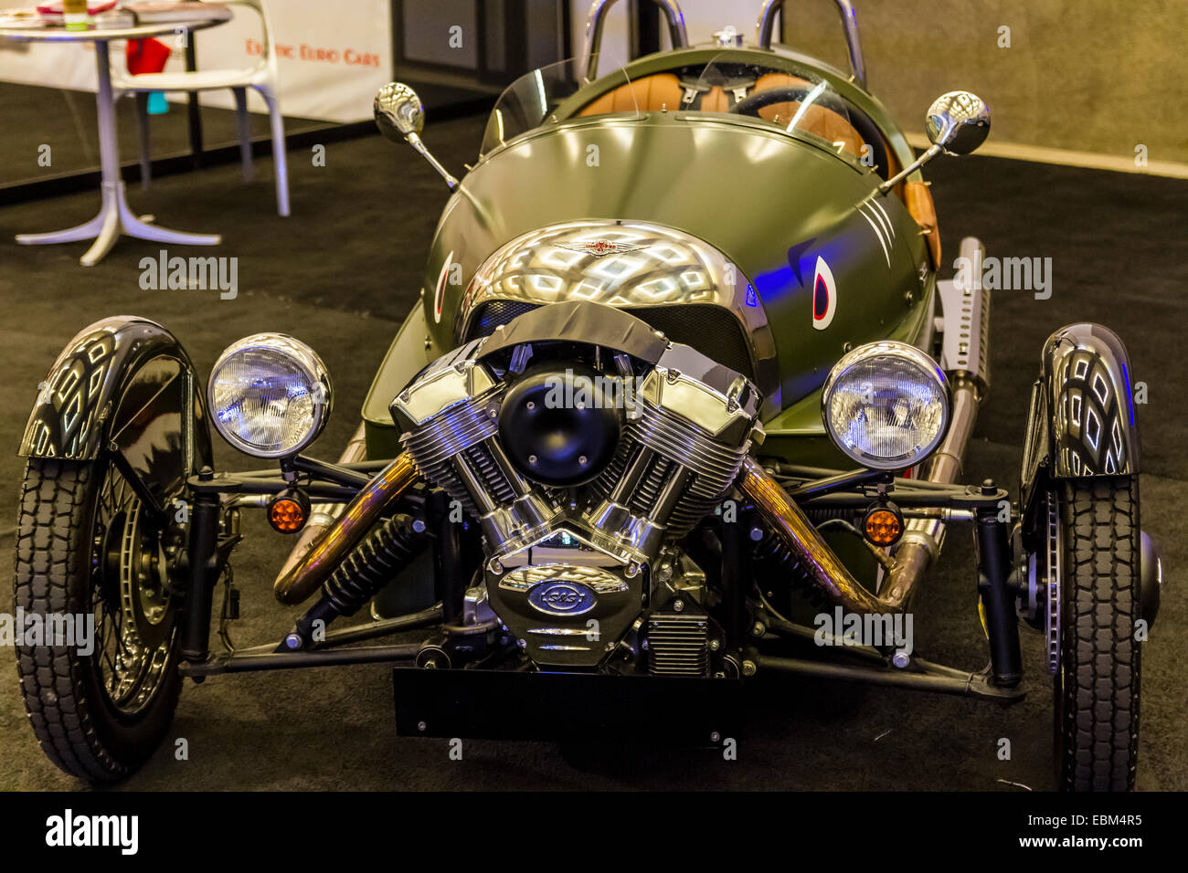 A Morgan three wheeler at the 2014 Los Angeles Auto Show Stock Photo