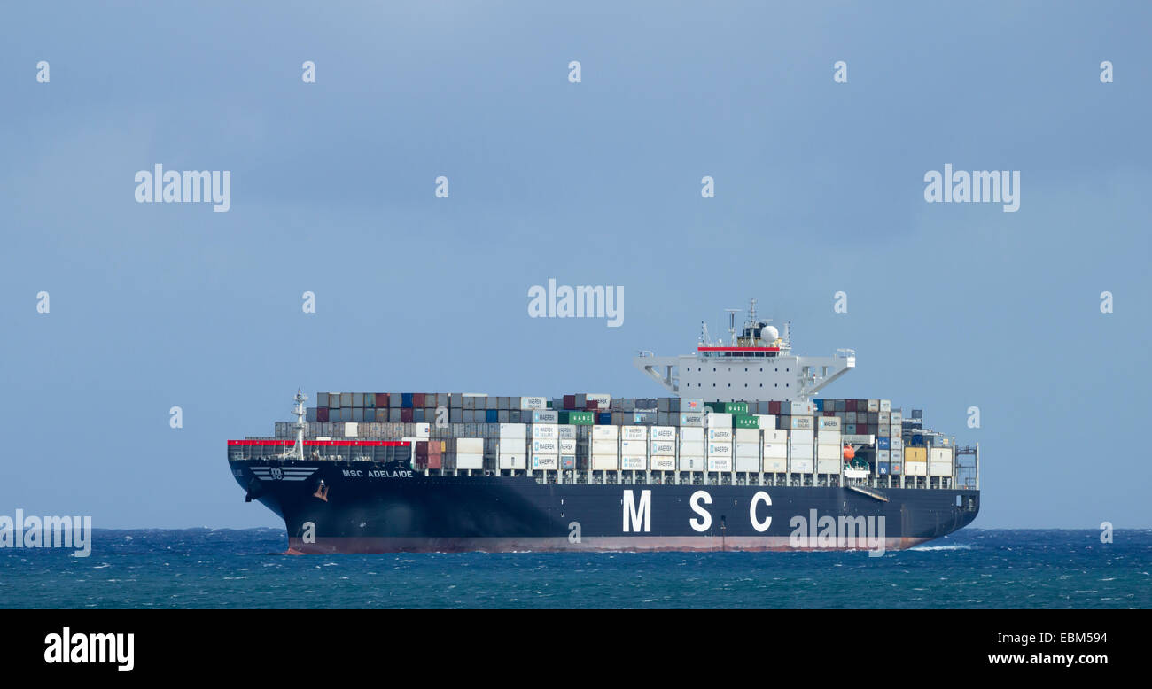 MSC container ship. Stock Photo