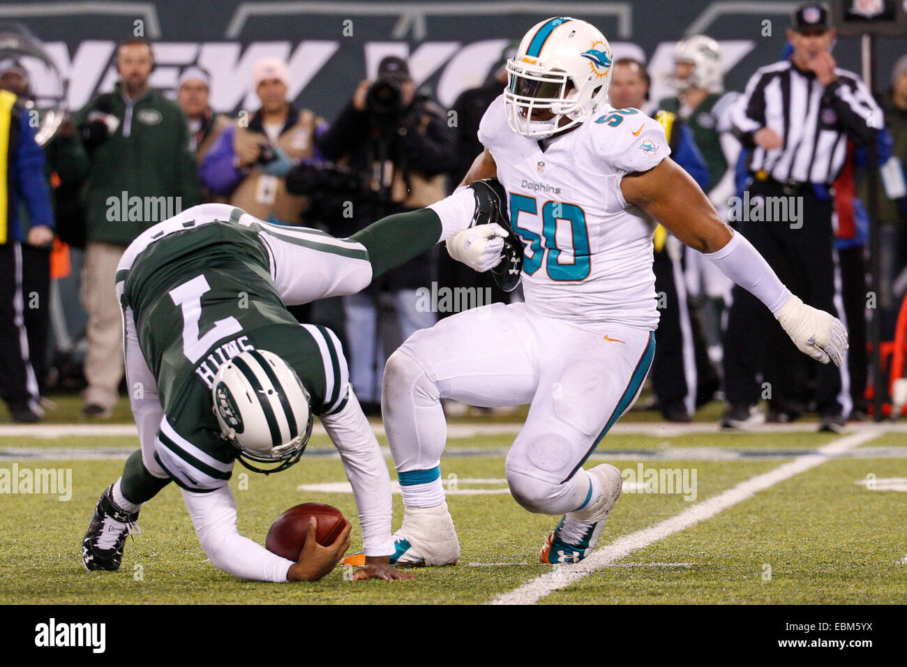 Rutherford, New Jersey. 1st Dec, 2014. New York Jets quarterback Geno