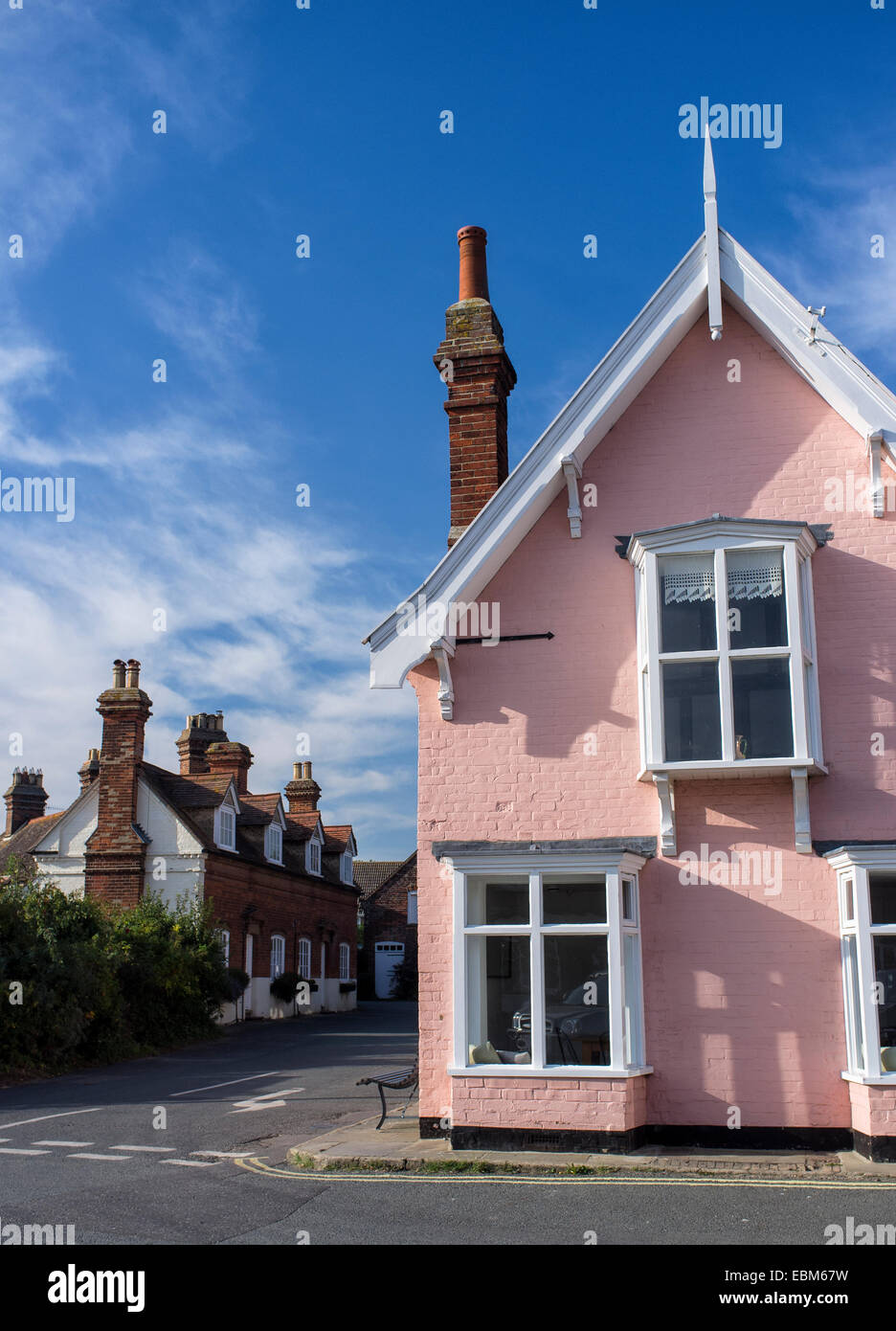 Pink Painted Cottage in Orford Suffolk England Stock Photo Alamy
