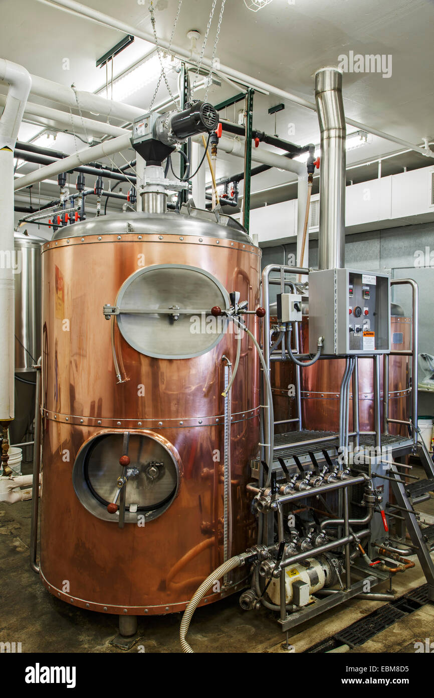 Brewing tanks and vessels, Nexus Brewery & Restaurant, Albuquerque, New Mexico USA Stock Photo