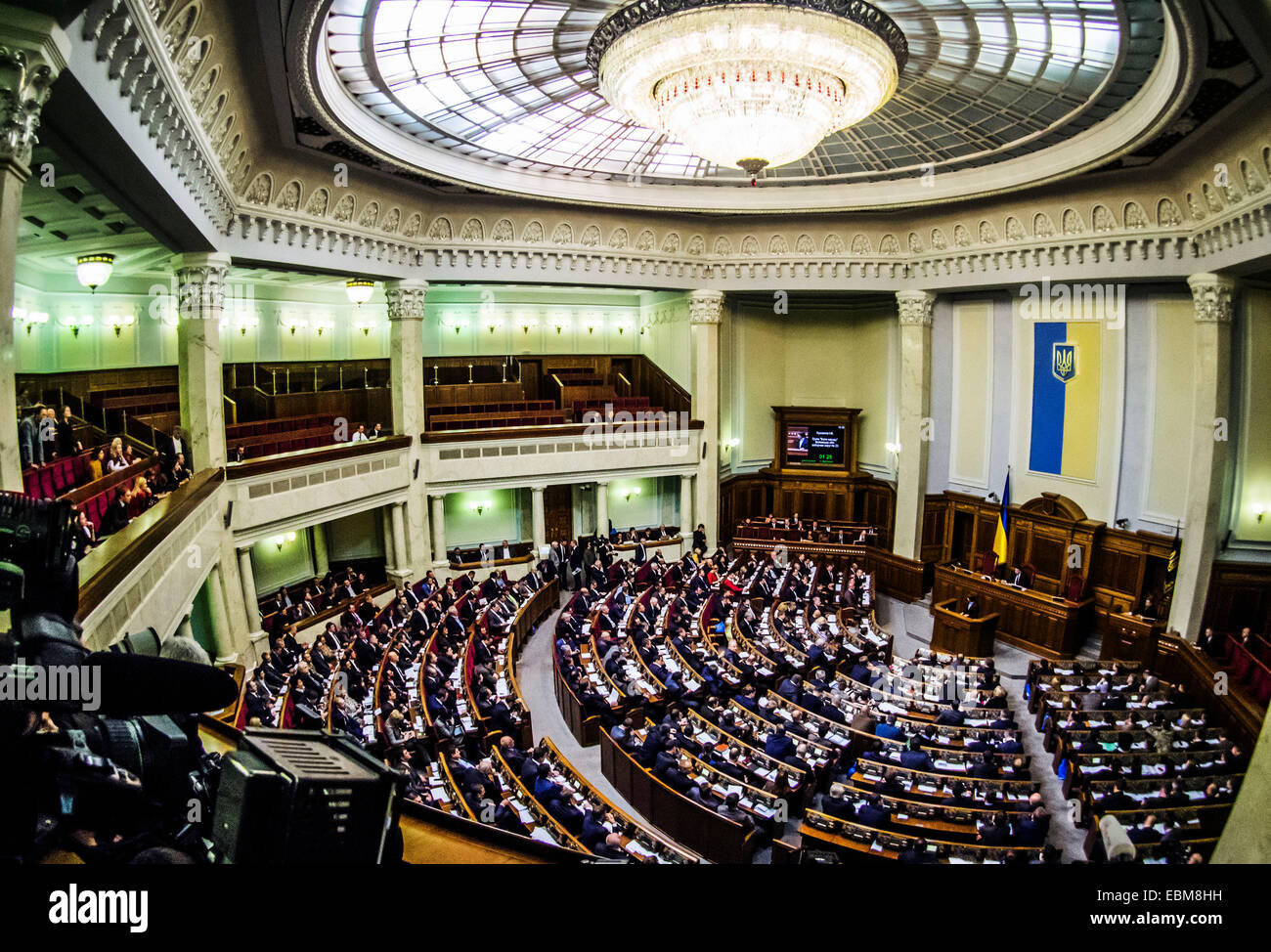 Kiev, Ukraine. 2nd Dec, 2014. Session of the Verkhovna Rada -- Verkhovna Rada of Ukraine adopted the new government. For an updated Cabinet voted 288 deputies. Among the new ministers - three foreigners who decree Poroshenko was granted Ukrainian citizenship. As head of the Ministry of Finance appointed a US citizen of Ukrainian origin Natalia Yaresko, Economic Development Minister became Lithuanian Aivaras Abromavicius, and the Minister of Health - a citizen of Georgia Alexander Kvitashvili. Stock Photo