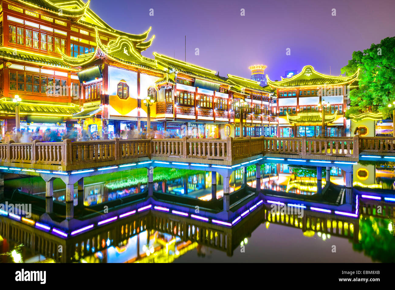 Shanghai, China at Yuyuan Gardens district. Stock Photo