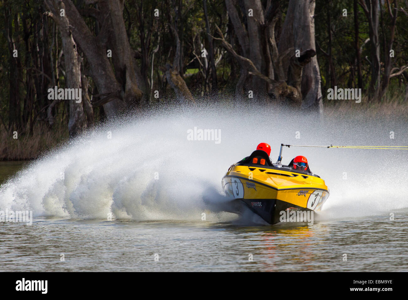 Strike Force exciting the Darling River into the Murray River at Wentworth during Ted Hurley Memorial Classic 2014 Stock Photo