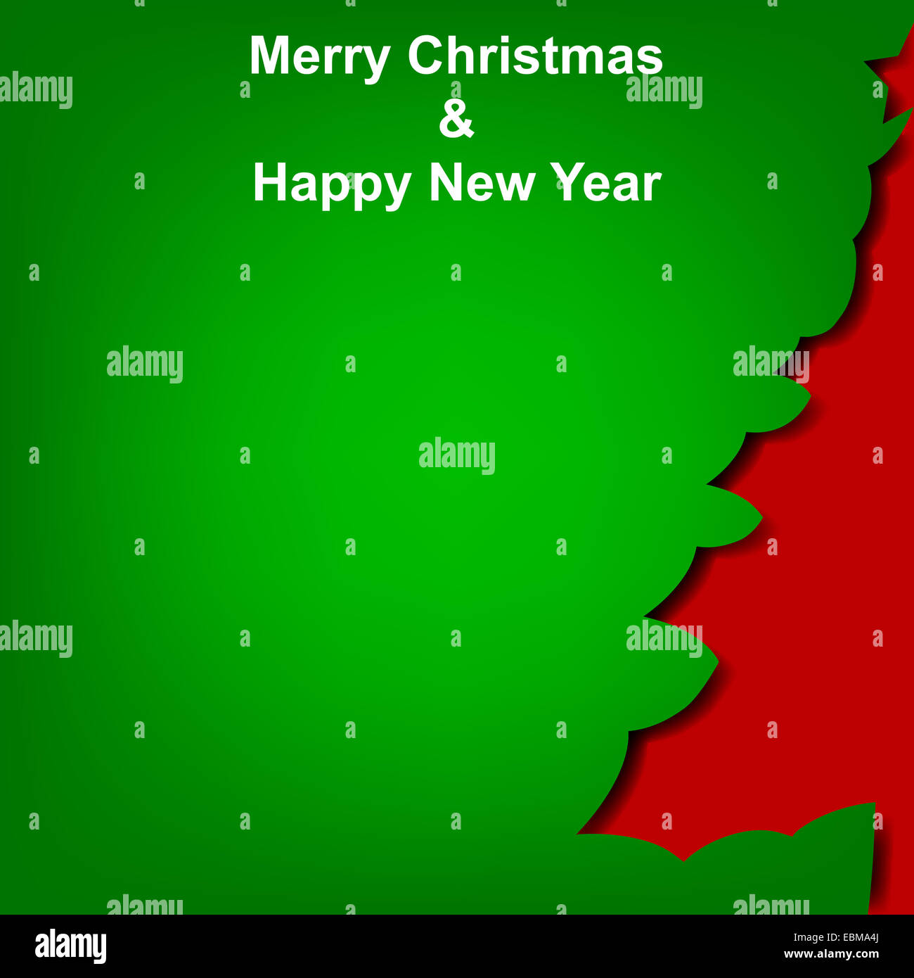 Green Christmas tree cut from paper on red background Stock Photo - Alamy