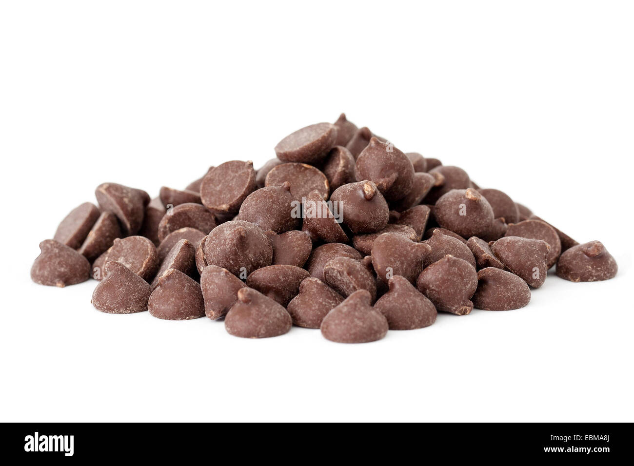 Chocolate Chips On White Background Stock Photo Alamy