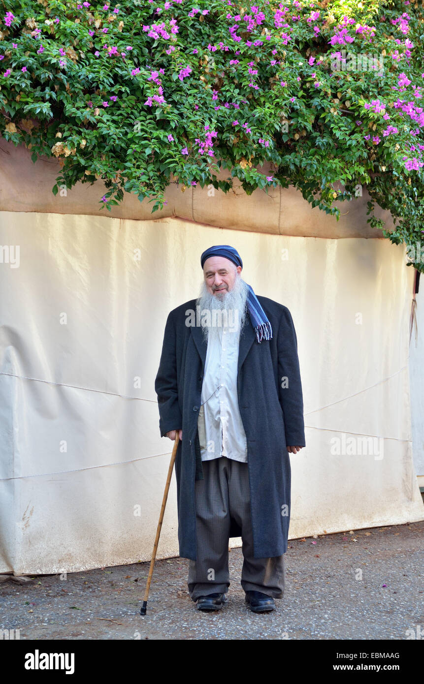 Portrait of Sufi living in the residence of Shaikh Nazim Al-Haqqani, leader of the Naqshbandi-Haqqani Sufi Order, Lefke, Northern Cyprus Stock Photo