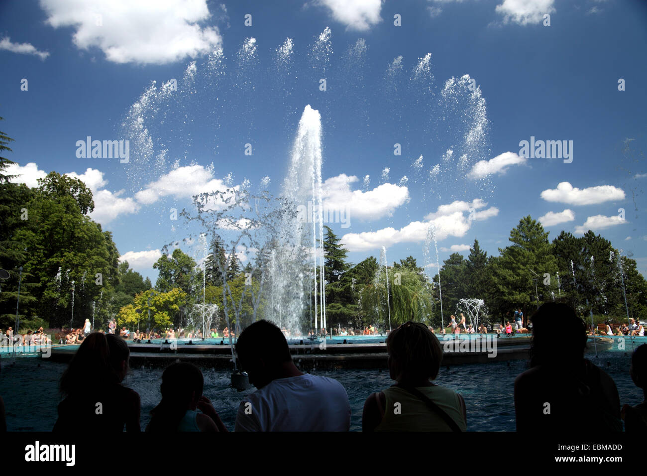 Landscape view fountain Margaret Island Budapest Hungary display of
