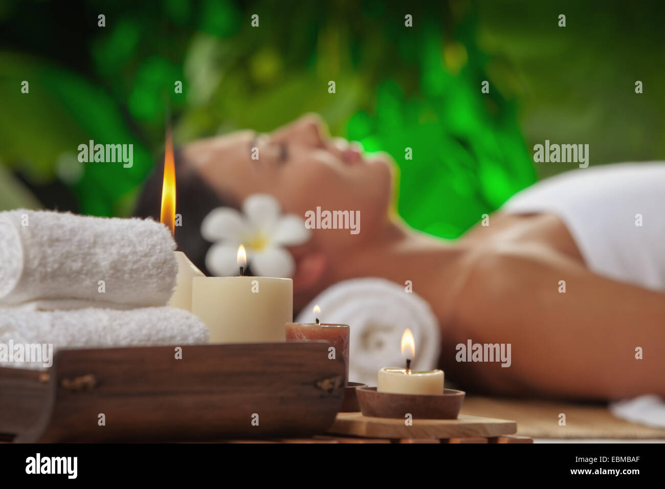 portrait of young beautiful woman in spa environment Stock Photo - Alamy