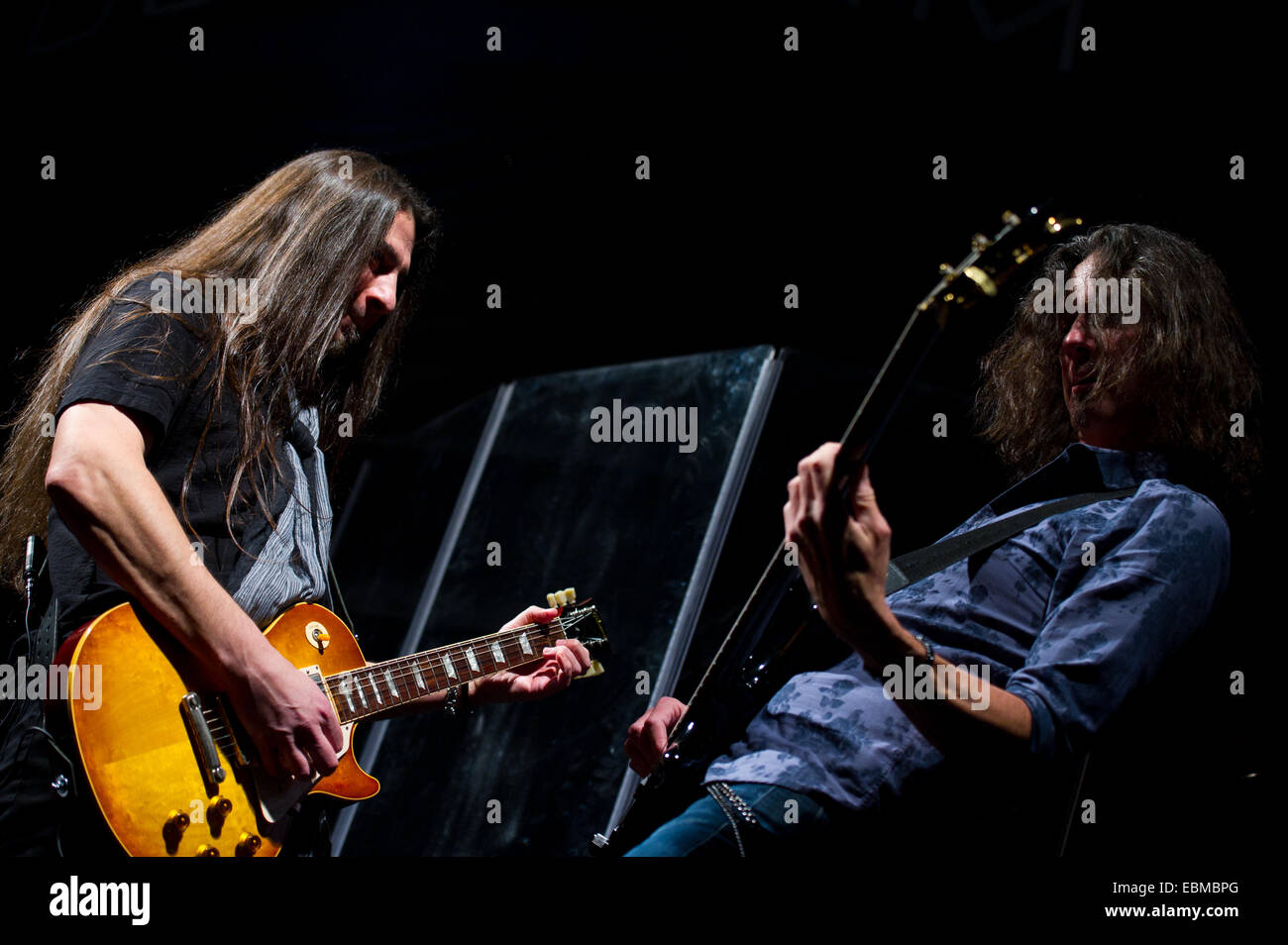 Freiburg, Germany. 2nd December, 2014.  Members from Lou Gramm's band during his live performance at Rothaus Arena. Photo: Miroslav Dakov/ Alamy Live News Stock Photo