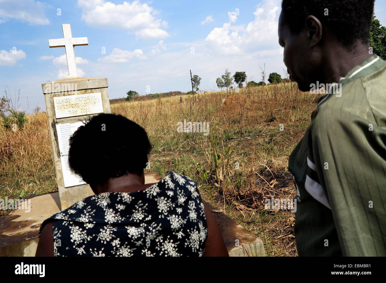 Gulu, Uganda. 31st July, 2014. Mourners visit a memorial to the victims of the LRA aka the Lord's Resistance Army of Joseph Kony in Northern Uganda. © Peter Bauza/ZUMA Wire/ZUMAPRESS.com/Alamy Live News Stock Photo