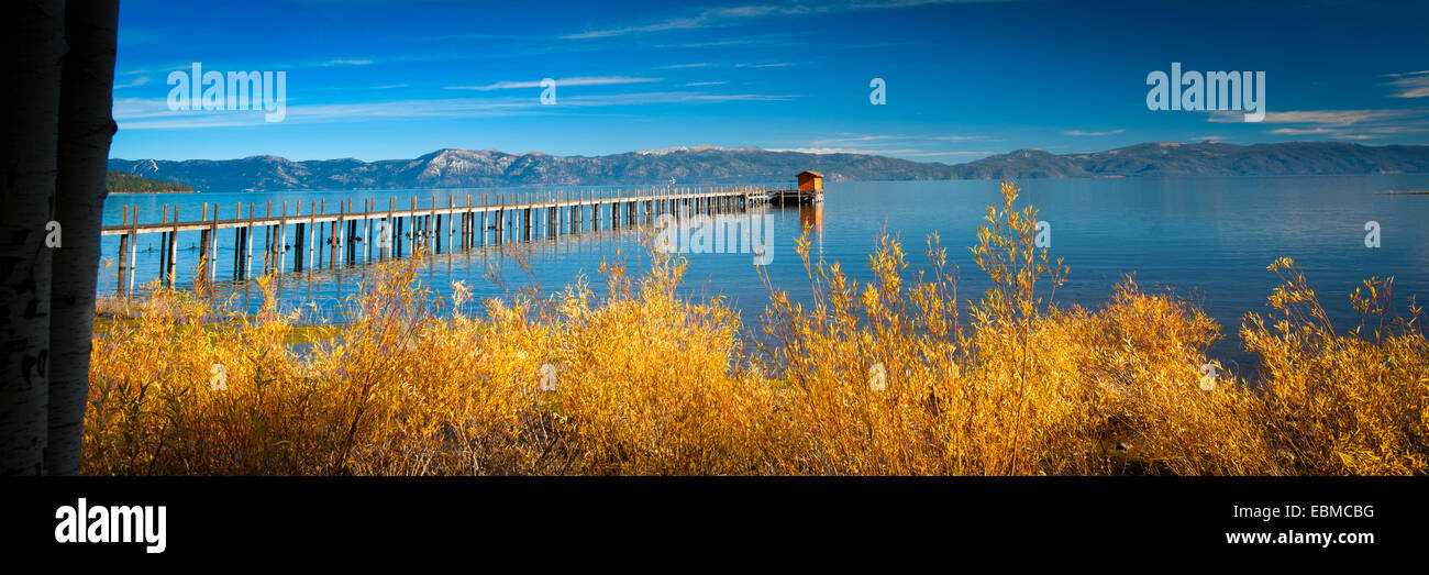 Pier in a lake, Tahoe City, Lake Tahoe, California, USA Stock Photo