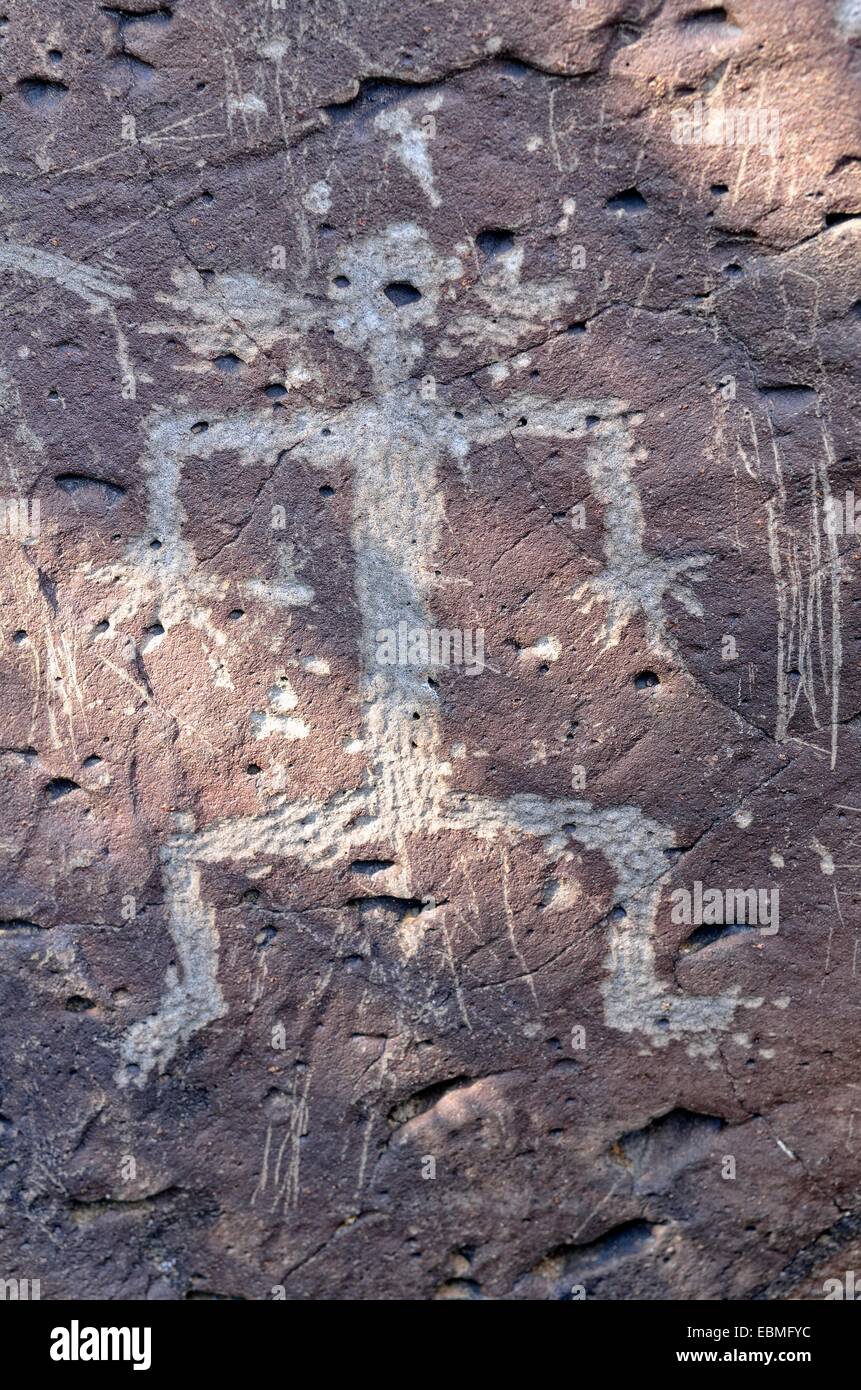Petroglyphs, human representation, Salt River Canyon, Arizona, United States Stock Photo