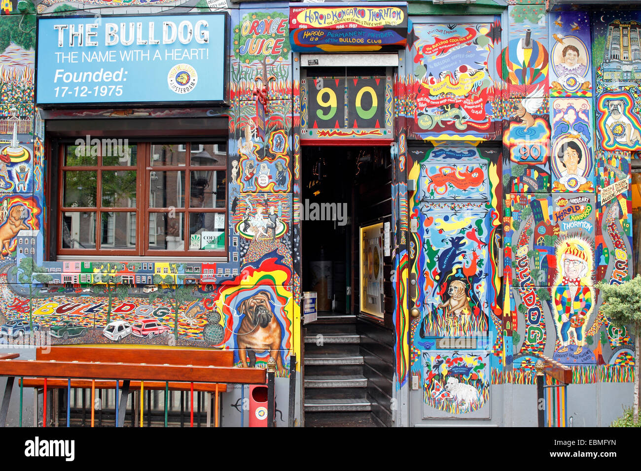 Facade and door of The Bulldog coffee house, Amsterdam, province of North Holland, The Netherlands Stock Photo