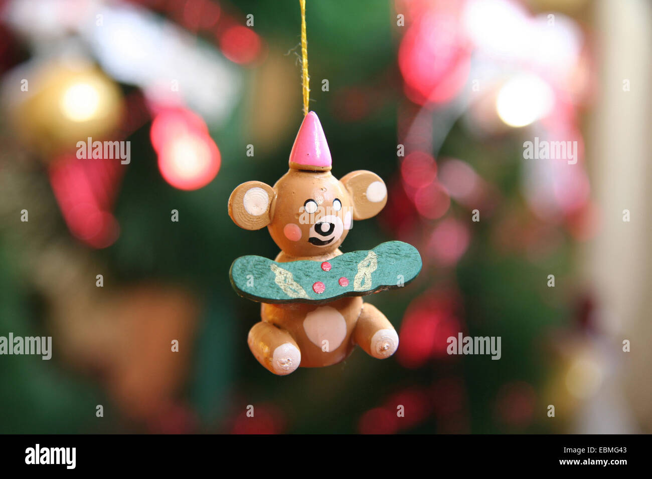 Small wooden teddy bear Christmas tree ornament Stock Photo Alamy