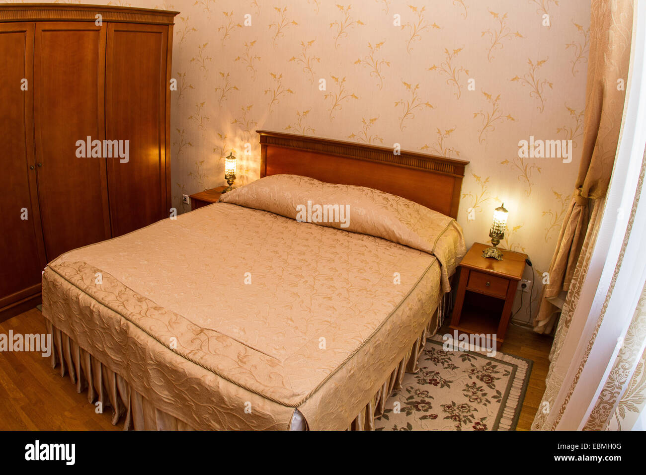 Modern home and hotel double bedroom interior design Stock Photo