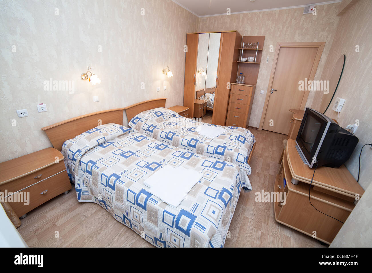 Modern home and hotel double bedroom interior design Stock Photo