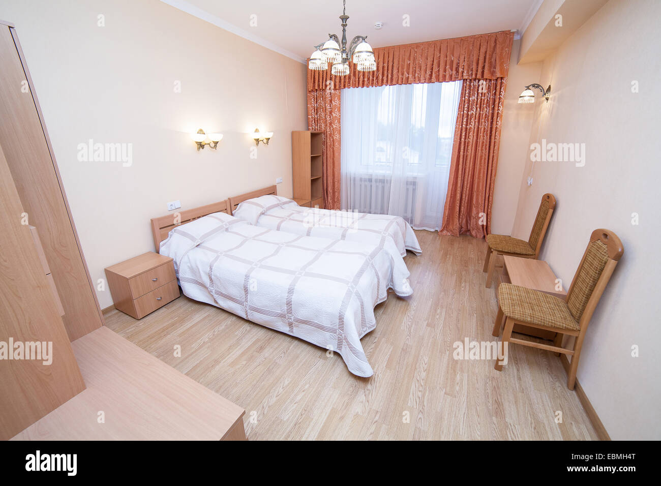 Modern home and hotel double bedroom interior design Stock Photo