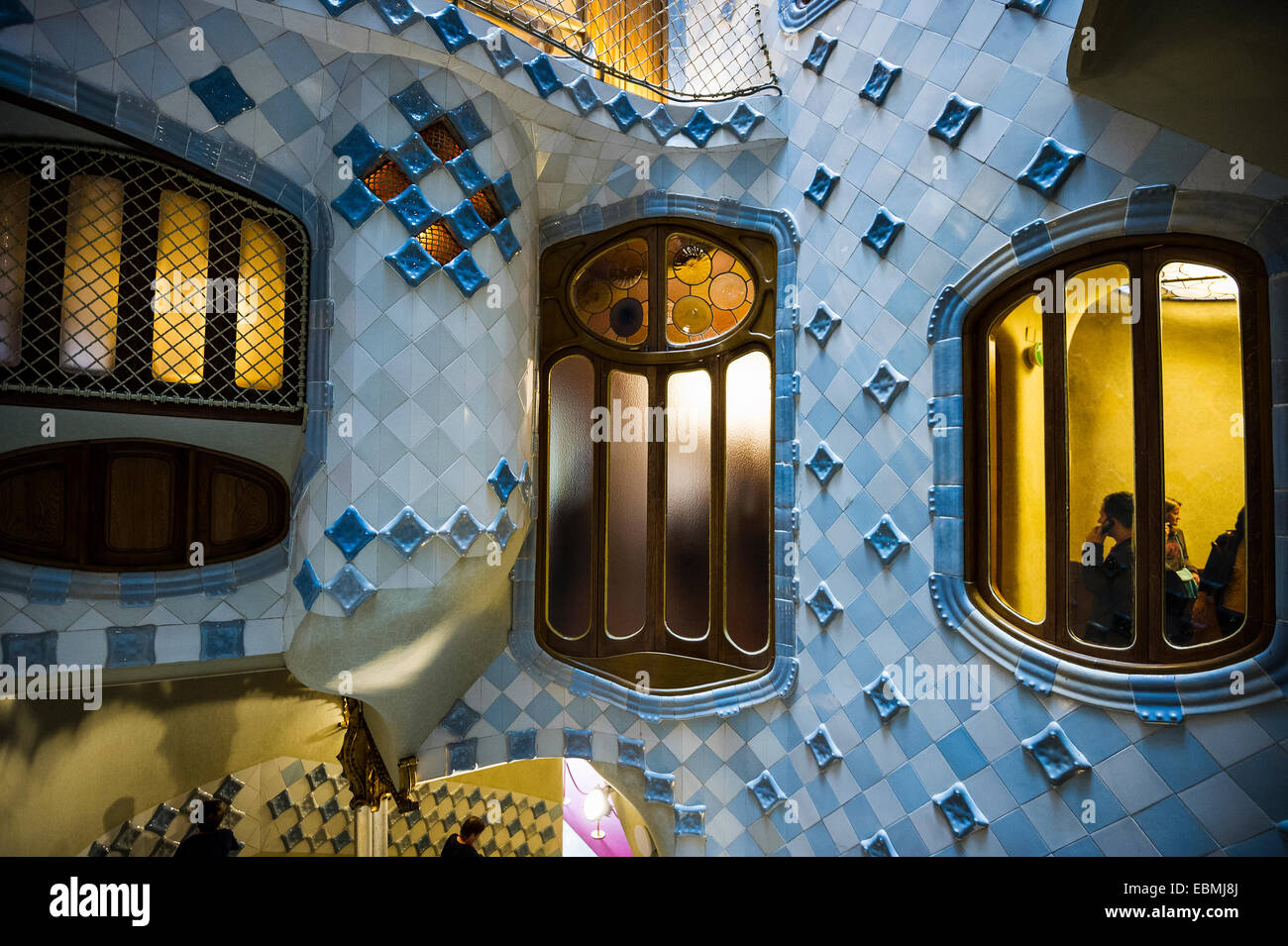 Staircase, Casa Batlló, designed by architect Antoni Gaudi, Barcelona, Catalonia, Spain Stock Photo