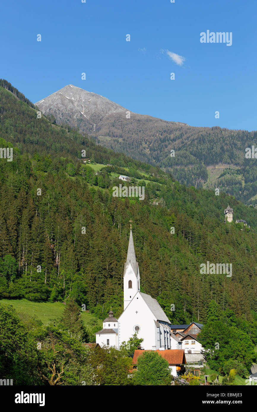 Maria Tax Pilgrimage Church in Stallhofen with Berg Kampleck Mountain, Stallhofen, Obervellach, Spittal an der Drau, Carinthia Stock Photo