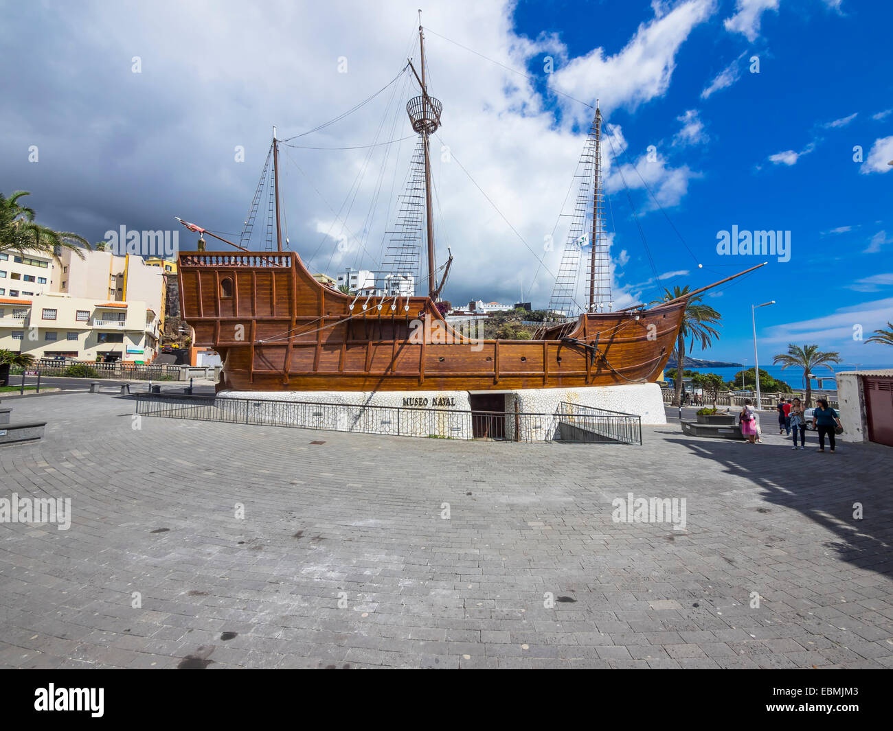 Replica of the ship Santa Maria of Columbus in Santa Cruz de la Palma, La Palma, Canary Islands, Spain Stock Photo