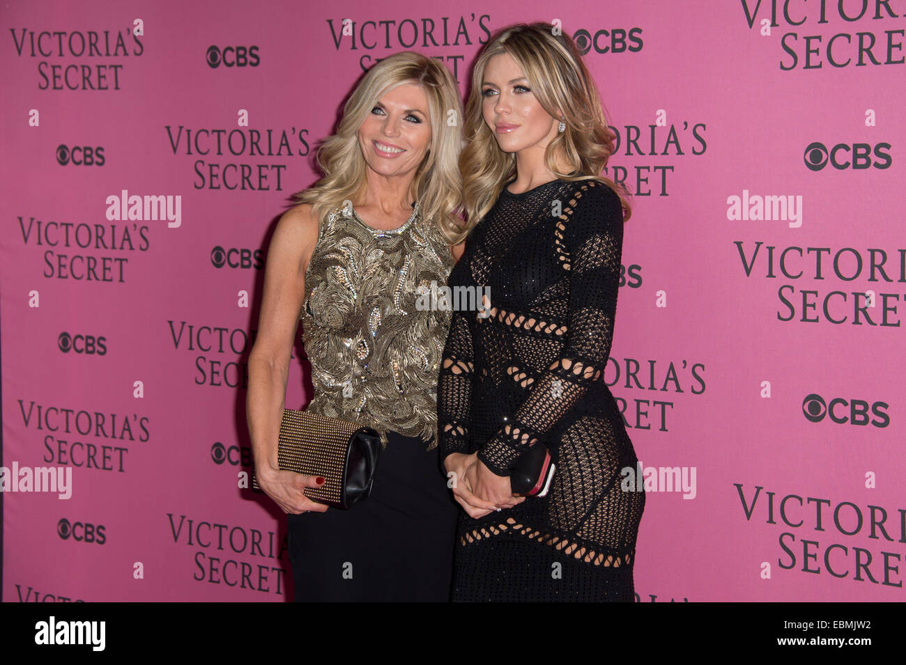 Abbey Clancy and Karen Clancy at the Victoria's Secret fashion show in London. Stock Photo