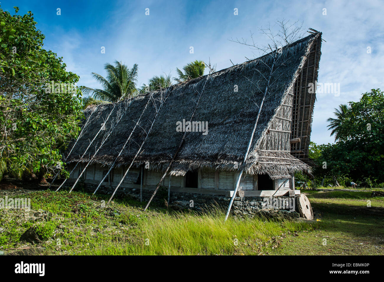 Traditional thatched hut, Yap Island, Caroline Islands, Micronesia Stock Photo
