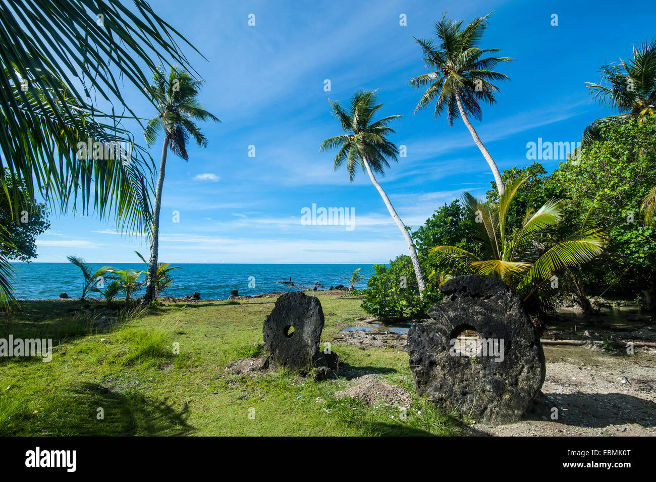 Stone money, Yap Island, Caroline Islands, Micronesia Stock Photo