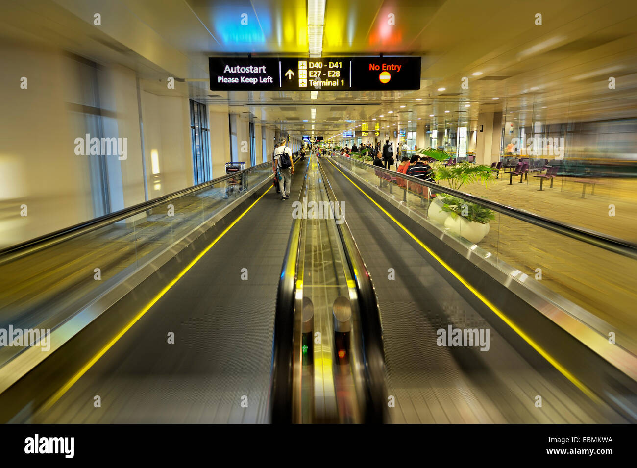 Moving walkways, Singapore's Changi International Airport, Singapore, Singapore Stock Photo