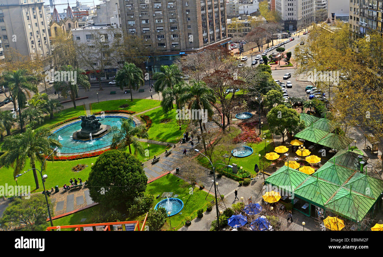 aerial view  on Plaza Fabini Montevideo Uruguay Stock Photo
