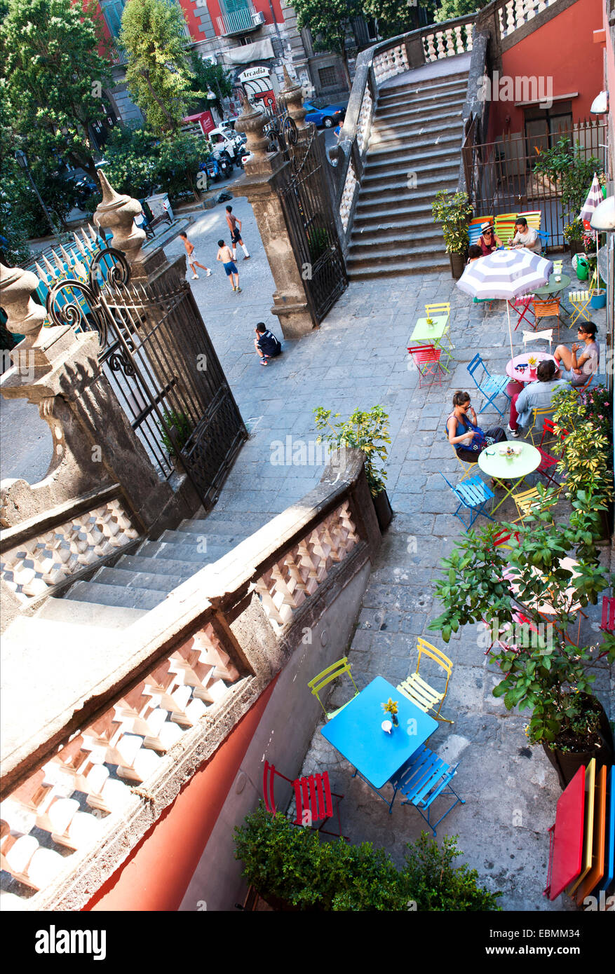 Coffee shop in the historic town centre, Piazza Bellini, Naples, Campania, Italy Stock Photo